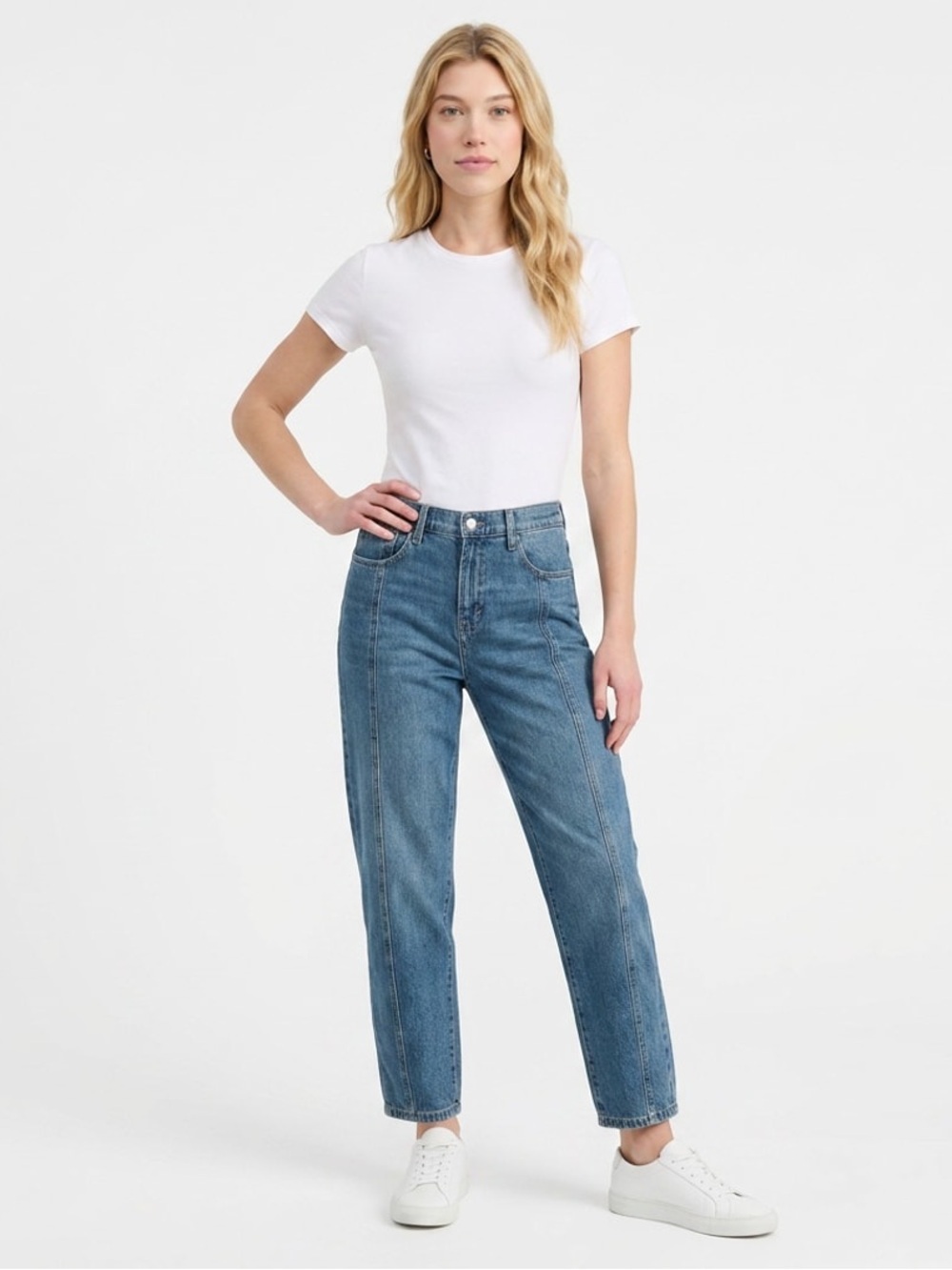 NWT Kensie the Jessica High Rise Cropped Barrel Leg Jeans Blue Stretch Sz 6/28